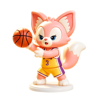 Niedliche Rosa Fuchs-Basketballspieler PVC Sammelfigur 8cm Anpassbare Kinder-Schreibtischdekoration & Sport-Werbegeschenk Spielzeug