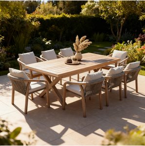 Conjunto de <span class=keywords><strong>Mesa</strong></span> <span class=keywords><strong>y</strong></span> <span class=keywords><strong>Sillas</strong></span> Modernas <span class=keywords><strong>y</strong></span> Duraderas para Exteriores, para Uso en Hoteles, de Madera de Teca <span class=keywords><strong>y</strong></span> Aleación de Aluminio, Muebles de Jardín Resistentes a la Intemperie - Product Image 5