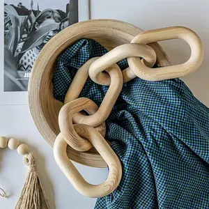 Wood Chain Link Knots Decor Object Customized Coffee Table Home Decorative Chain Home Decor