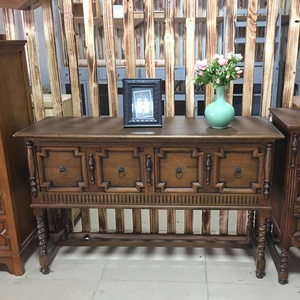 Antique Home Furniture <strong>Console</strong> <strong>Table</strong>/Buffet Sideboard <strong>Sofa</strong> <strong>Table</strong> with Storage Drawers and 2 Tiers Shelves Brown - Product Image 2
