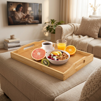 Plateau de service alimentaire avec poignées, plateau de lit pour petit-déjeuner, plateau à thé, plateau à collation, plateau de dîner, plateau de rangement décoratif pour la maison, plateau alimentaire, plateau pour ottoman, plateau de comptoir de cuisine
