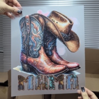 Autocollants DTF personnalisés en gros 2027 pour T-shirts, autocollants thermocollants Western Cowboy pour vêtements, transferts thermiques prêts à presser