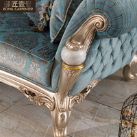 Vente directe d'usine, élégance raffinée, tissu luxueux, ensembles de salon antiques, canapé en bois, meubles européens français archaïsés