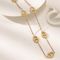 Ensemble d'accessoires bohèmes unisexes tendance - Acier inoxydable plaqué or 18 carats - Hypoallergénique et résistant à l'eau - Collier et bracelet