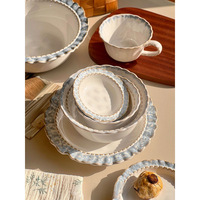 Franse Retro Classic Servies Set High-End Keramische Soep En Rijstkommen Luxe Eenvoudige Koffiekopjes Borden Servieset