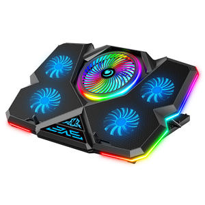 Refroidissement pour ordinateur portable RGB, 60 Angles réglables, <span class=keywords><strong>paf</strong></span> avec support de téléphone, 5 ventilateurs, support robuste pour refroidissement - Product Image 1