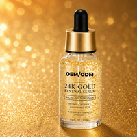 Essence faciale à la feuille d'or pour soins de la peau en marque blanche, formule anti-âge hydratante et raffermissante 24K, OEM/ODM
