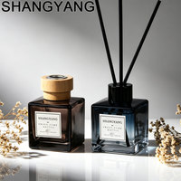 Nouvelle bouteille diffuseur de parfum en verre bleu dégradé carrée de 50 ml, 100 ml, 200 ml, vide, pour aromathérapie, pour la maison