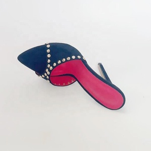 Color Custom Metal Rivets Women Peep Toe Sandals Stiletto Dress <b>Shoes</b> Thin High Heels on Mules Slides - Product Image 4
