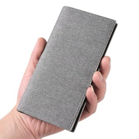 Dompet kanvas Panjang Pria, ultratipis warna polos sederhana dengan penutup ritsleting pemegang kartu untuk siswa muda grosir 2025