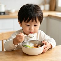 Bol pour bébé en acier inoxydable de qualité alimentaire, avec revêtement extérieur en silicone antidérapant, bol d'apprentissage pour enfants, pour une utilisation quotidienne des nourrissons