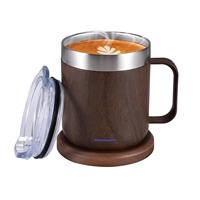 Mug Kopi Pemanas Otomatis Smart USB Warmer dengan 55 ° C (131 ° F) Pemanas Cangkir Termostatik Dua Lapisan untuk Kantor/Rumah/Hadiah