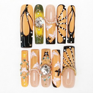 Autocollants d'ongles à presser pour filles, courts, mignons, style Nouvel An, couleur unie, ultra-fins, sans trace, style vintage - Product Image 5