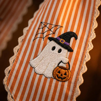 Pita Oranye untuk Karangan Bunga Pintu Trick or Treat, Aksesori Karangan Bunga Teras Musim Gugur yang Menyeramkan, Pita Oranye Bordir Monogram
