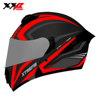 Casques de moto XXP HELMETS TITAN XTREME Casque rabattable Noir Rouge Design graphique Coque ABS Visière transparente Fermeture rapide