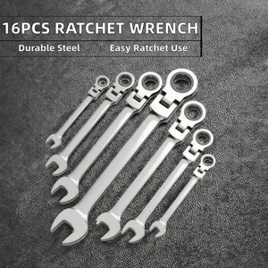 Juego de Llaves de Trinquete de 16 Piezas con Llaves Combinadas de Acero al Cromo Vanadio, Kit de Herramientas Manuales para Bricolaje y OEM - Product Image 2