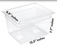 Poêle alimentaire transparente en polycarbonate de taille 1/2-Récipient PC sous vide de 8 "de profondeur avec couvercle à encoche