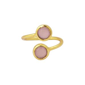 Anillo de piedras preciosas de apatita de forma redonda, chapado en oro, 6 MM, forma redonda, anillo de diseño de mano de piedras preciosas, anillo genuino completamente ajustable, joyería - Product Image 3