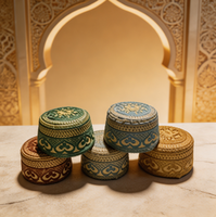 Chapeau ethnique islamique en polyester au crochet pour hommes adultes Boran, style Moyen-Orient, pour la prière quotidienne, broderie personnalisée à la machine, vente en gros