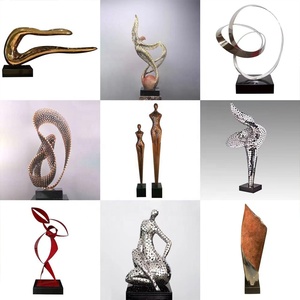Scultura in Metallo Dorato a Forma di Nastro Intrecciato, Decorazione per Hall di Hotel, Arte Astratta in Stile Europeo per Casa - Product Image 2