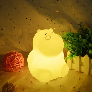<span class=keywords><strong>Veilleuse</strong></span> hippopotame mignonne pour chambre d'enfant de bébé avec lampe de chevet à LED avec couleurs RVB variables avec télécommande tactile - Product Image 4