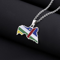 Collier pendentif géométrique en acier inoxydable avec carte et drapeau de la République centrafricaine, unisexe, nouveau bijou transfrontalier