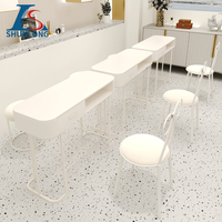 Salon de manucure de luxe table et chaises de manucure double places blanches ensemble table et chaises de salon de beauté moderne ensembles de table et de chaises de salon de manucure