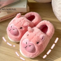 Chaussons d'intérieur en peluche Capybara pour femmes, mignons et de qualité, pour l'hiver, en fourrure moelleuse, avec semelle extérieure pour hommes, motif dessin animé