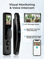 Serrure intelligente 3D Face ID pour maison en bois/acier, interphone visuel de sécurité domestique, moniteur 4,5 pouces, alliage d'aluminium, compatible Tuya/Alexa, stockage cloud