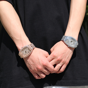 UWIN Hip Hop Golden Full Iced Out orologi Bling Bling Bling Unisex <span class=keywords><strong>orologio</strong></span> uomo <span class=keywords><strong>donna</strong></span> gioielli di lusso - Product Image 3