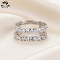 Bague empilable en argent S925 EMEJEWE avec moissanite taille princesse, pour un style quotidien, idéale pour les rendez-vous et les soirées, ornement de main.