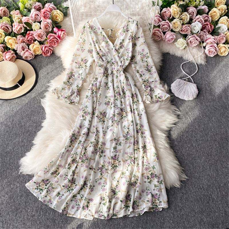 Dress Gaun Shopee Floral Maxi Dress Shop Our Korean Fashion Deep V