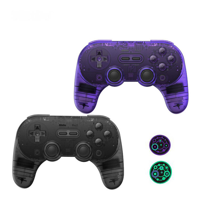 8BitDo Pro 2 BT Wireless Controller for PC Android Steam Deck Gaming Crystal Gamepad with Game Wheel Steering & Turbo
