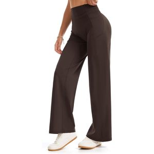 FOXA Pantalones de yoga de pierna ancha para mujer, cintura alta, sin costura frontal, con bolsillos, leggings de entrenamiento - Product Image 4
