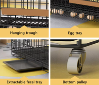 Cage à poulets pliable avec bac à déjections, en grillage métallique, pour poules pondeuses, usage domestique, petite taille