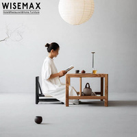 Meubles WISEMAX, table basse rectangulaire en bois de frêne et rotin de style médiéval, table à thé pour salon, appartement, villa
