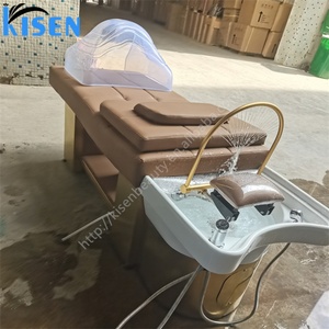 Table de salon Kisen pour massage thaïlandais, spa capillaire japonais, lit de shampoing, base en métal argenté ou doré, mobilier personnalisable - Product Image 6