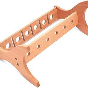 Support de rangement en bois massif à 2 niveaux pour outils capillaires, peignes, ciseaux, brosses, maquillage, organisation de bureau et de salle de bain - Product Image 3