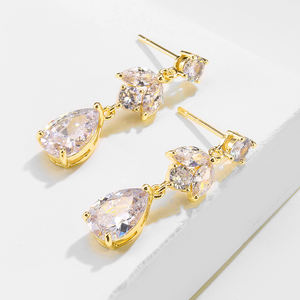 RAKOL EP5064 Wholesale Waterdrop Earrings 2021 Best Cubic Zirconia Charm Stud Earrings Party <b>Jewellery</b> - Product Image 4