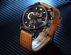 Montre Sportive à Quartz NAVIFORCE 9068 pour Homme, Étanche, Affichage 24 Heures et Date, Bracelet en Cuir 22mm, Boîtier en Alliage, Style Tendance, Relogio Masculino - Product Image 5