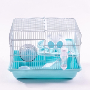 Pink Rectangular Steel Wire Small Hamster Cage with Plastic Tray and Accessory - Product Image 2