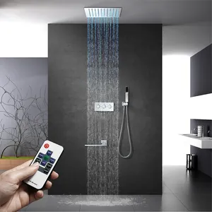 Hot en koude messing douche valve LED douchekop wandmontage badkamer verborgen douche kraan set