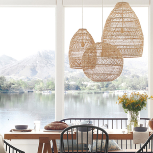 Candelabros de techo tejidos de nido de jaula de pájaro, decoración Vintage, cafetería, restaurante, Hotel, candelabro de Arte de ratán, luz LED colgante de Bambú - Product Image 1