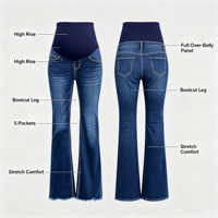 Jean de maternité évasé pour femme, en denim extensible, tendance, décontracté, confortable pour le quotidien