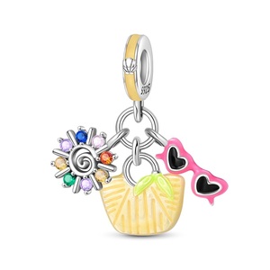 Tendencia Turística Verano: Abalorio Colgante para <span class=keywords><strong>Bolso</strong></span> de Cóctel, Accesorios de Joyería DIY, Pulsera, Plata/Oro, Zirconia, Forma de Corazón, para Mujer - Product Image 3