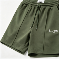 Shorts de survêtement vert olive personnalisés pour hommes avec logo, cordon de serrage, taille élastique, poches avant, style décontracté, athlétique, streetwear