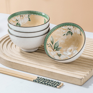 Sang Trọng Sứ Bộ Đồ Ăn 2 4 6 Pcs Nhà Hàng Đồ Ăn Bộ Quà Tặng Gạo Bát Camellia Gốm Bát Bộ - Product Image 4