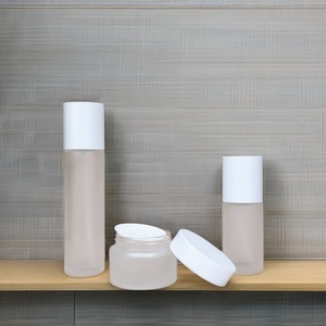 Ready Stock 50ml 100ml Frosted Glass <b>Pump</b> <b>Bottle</b> Set Packaging 50g Cream Jar 120ml Toner <b>Bottle</b> for Cosmetic - Product Image 3