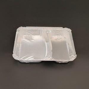 <strong>2</strong> <strong>Compartment</strong> <strong>Aluminum</strong> <strong>Foil</strong> Food Container Disposable Meal <strong>Tray</strong> for Takeaway Catering Food Packaging - Product Image 3