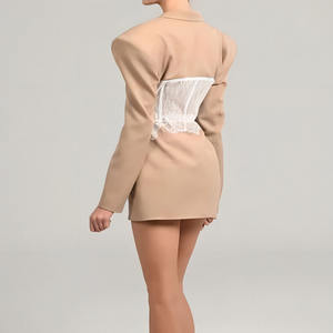 Giacca da donna autunnale RNSHANGER giacca Casual da donna <span class=keywords><strong>con</strong></span> cuciture in <span class=keywords><strong>pizzo</strong></span> monopetto Blazer Blazer da donna Vintage giacca sottile da donna - Product Image 5